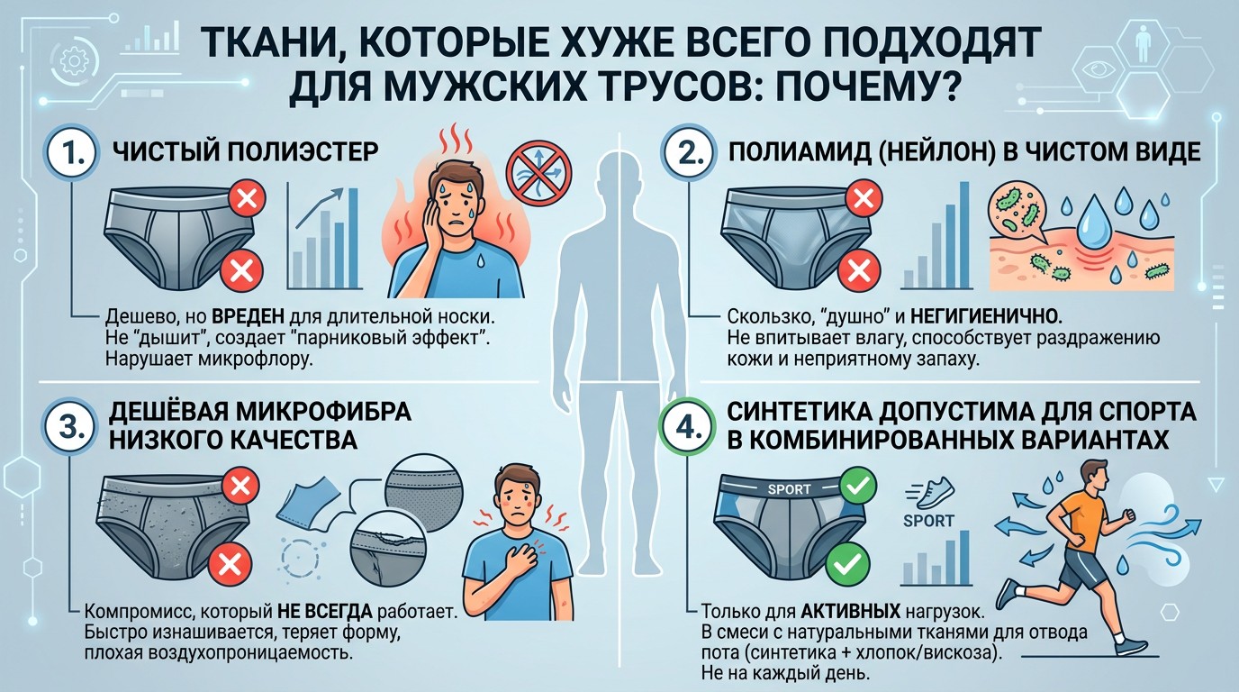 какие ткани хуже всего для мужских трусов и здоровья
