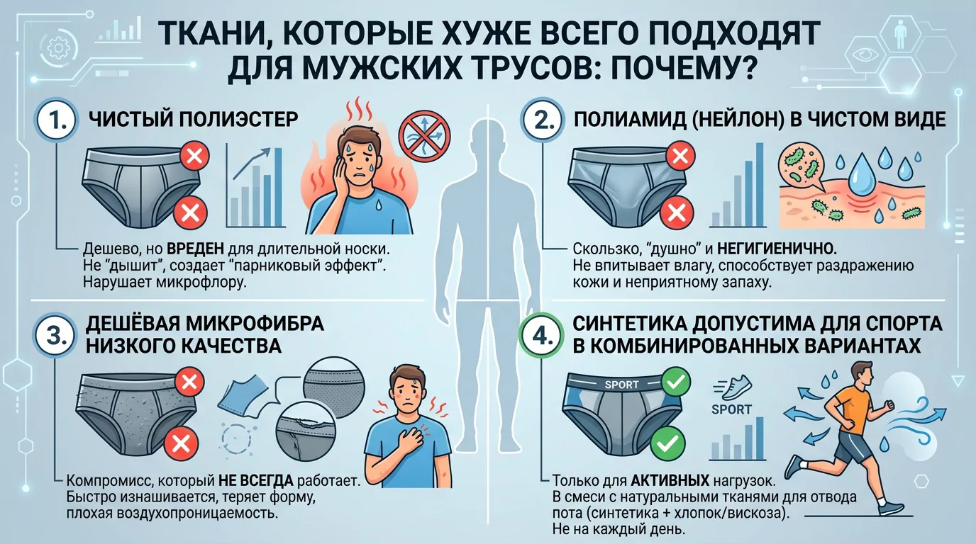 какие ткани хуже всего для мужских трусов и здоровья